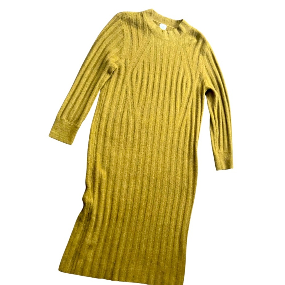 Long, soft sweater dress in mustard, yellow